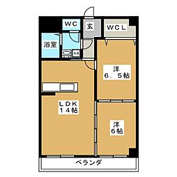 アバンハウス 2LDKの間取図画像