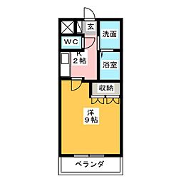 メゾン・ゼラニューム 1Kの間取図画像