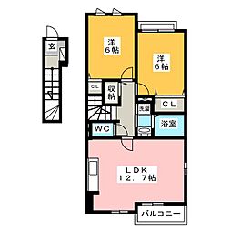 レクイアーレ72B 2LDKの間取図画像