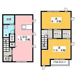 葵テラスB棟 2LDKの間取図画像