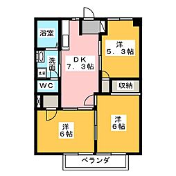 エクセラン三日市 3DKの間取図画像
