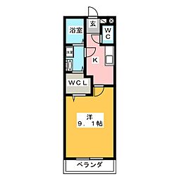 ウィン2 1Kの間取図画像