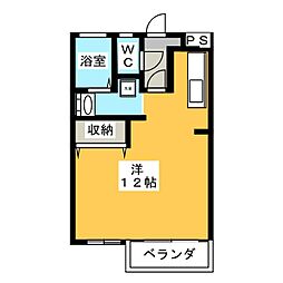 パルミラオメガ2 ワンルームの間取図画像