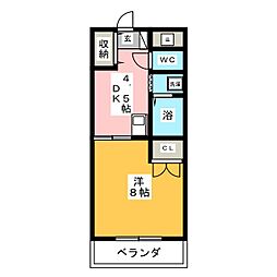 セピアコート2 1DKの間取図画像