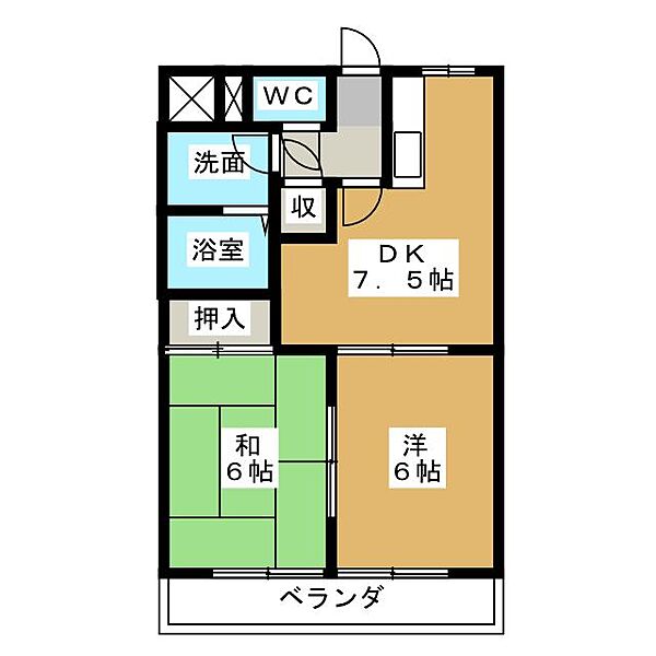 ピースハイツ ｜三重県桑名市三ツ矢橋(賃貸マンション2DK・4階・48.16㎡)の写真 その2