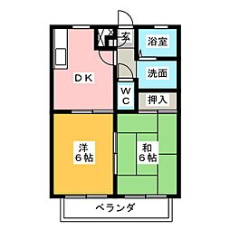 サウスホーム 1階2DKの間取り
