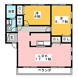 サンコスモ 2LDKの間取図画像