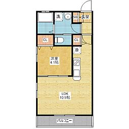 エステート桑名 1階1LDKの間取り