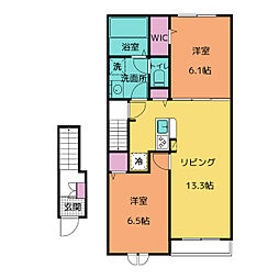 マルベリーヒルズII 2階2LDKの間取り