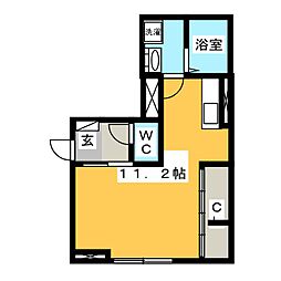 スタブリテラス桑名 2階ワンルームの間取り