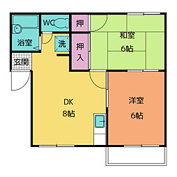 ハイツ後藤B 2LDKの間取図画像
