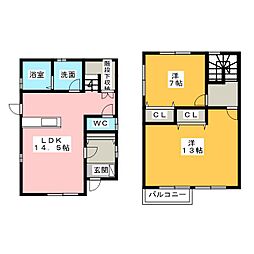 ＭＫリースホーム星見ヶ丘5-104 1階2LDKの間取り