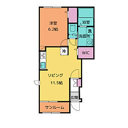 ローレル　I 1階1LDKの間取り
