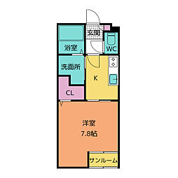 MYヒノリア 1階1Kの間取り