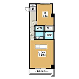 大安ヒルズ 6階1LDKの間取り