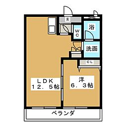 Ｔｅａ　Ｐｏｔ 1階1LDKの間取り