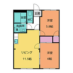グランパスSHIROTAA 3DKの間取図画像