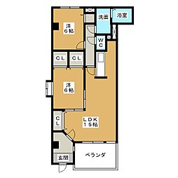 マジェステ 1階2LDKの間取り