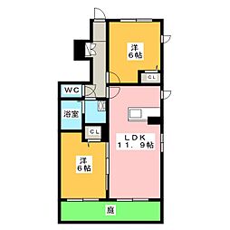 GranLucia 1階2LDKの間取り