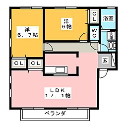サンコスモ 2LDKの間取図画像