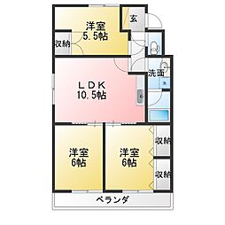 サンハイツ太平洋 3LDKの間取図画像
