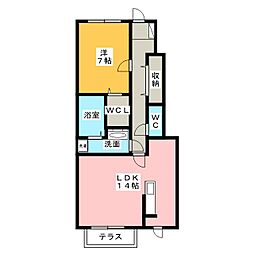 カーサフェリーチェA 1LDKの間取図画像