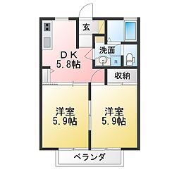 アドバンテージB 2DKの間取図画像