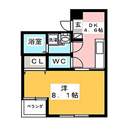 スプルース 1DKの間取図画像