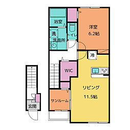 ウエスト蔵水 1LDKの間取図画像