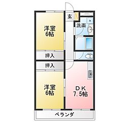 アーリーバード 2DKの間取図画像