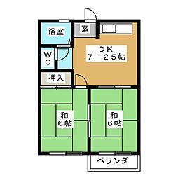 グリーンハイツ双葉 2DKの間取図画像