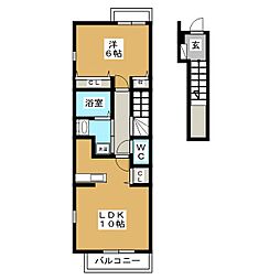 アーバンエスト 1LDKの間取図画像