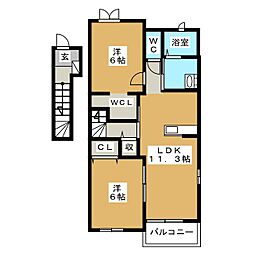 ボナールB 2LDKの間取図画像