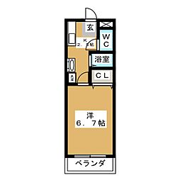 コーポ薫風 1Kの間取図画像