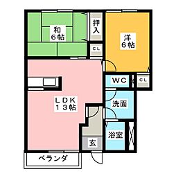 ユングフラウ 2LDKの間取図画像
