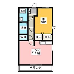 ウィステリア・レイ1番館 1LDKの間取図画像
