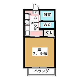 グリーンハイツ大安 1Kの間取図画像