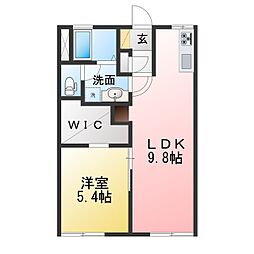 オーズメゾーナカヤマA 1LDKの間取図画像