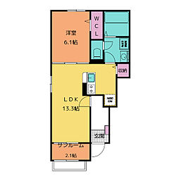 ひよこのいえいち 1LDKの間取図画像