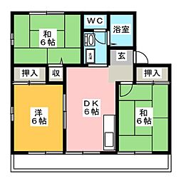 ルネハウスA 3DKの間取図画像