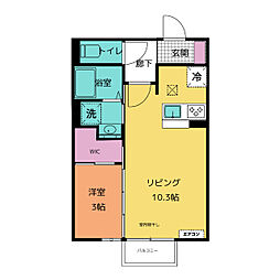 カーサ・アンソレイエ 1LDKの間取図画像