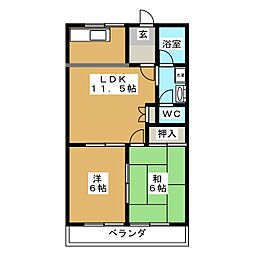 プラティーヌ 2LDKの間取図画像
