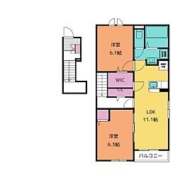 ラ・プルミエール和貴B 2LDKの間取図画像