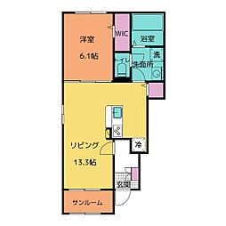 ラ ヴィラ フェニックス II 1LDKの間取図画像
