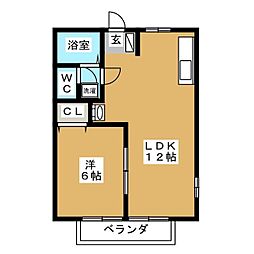 ききょうヒルズ2 1LDKの間取図画像