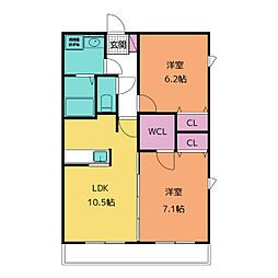 ウィステリア・レイ2番館 2LDKの間取図画像