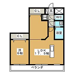 サクラヒルズ 1LDKの間取図画像