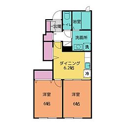 イルマーレ2 2DKの間取図画像