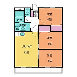 サンハイツ太平洋 3LDKの間取図画像