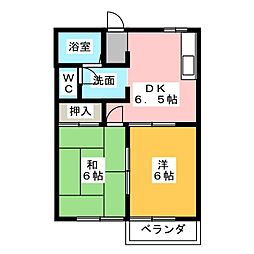エルストハイム 2階2DKの間取り